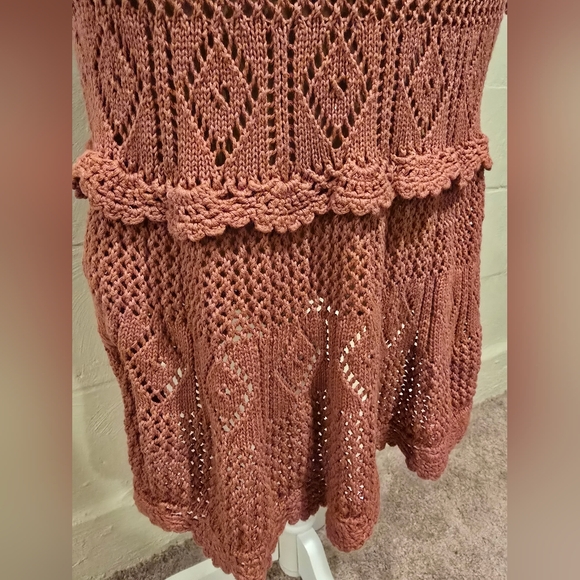 Women's Moda International Vintage Cotton Crochet Dress Rust Medium. - Picture 5 of 15